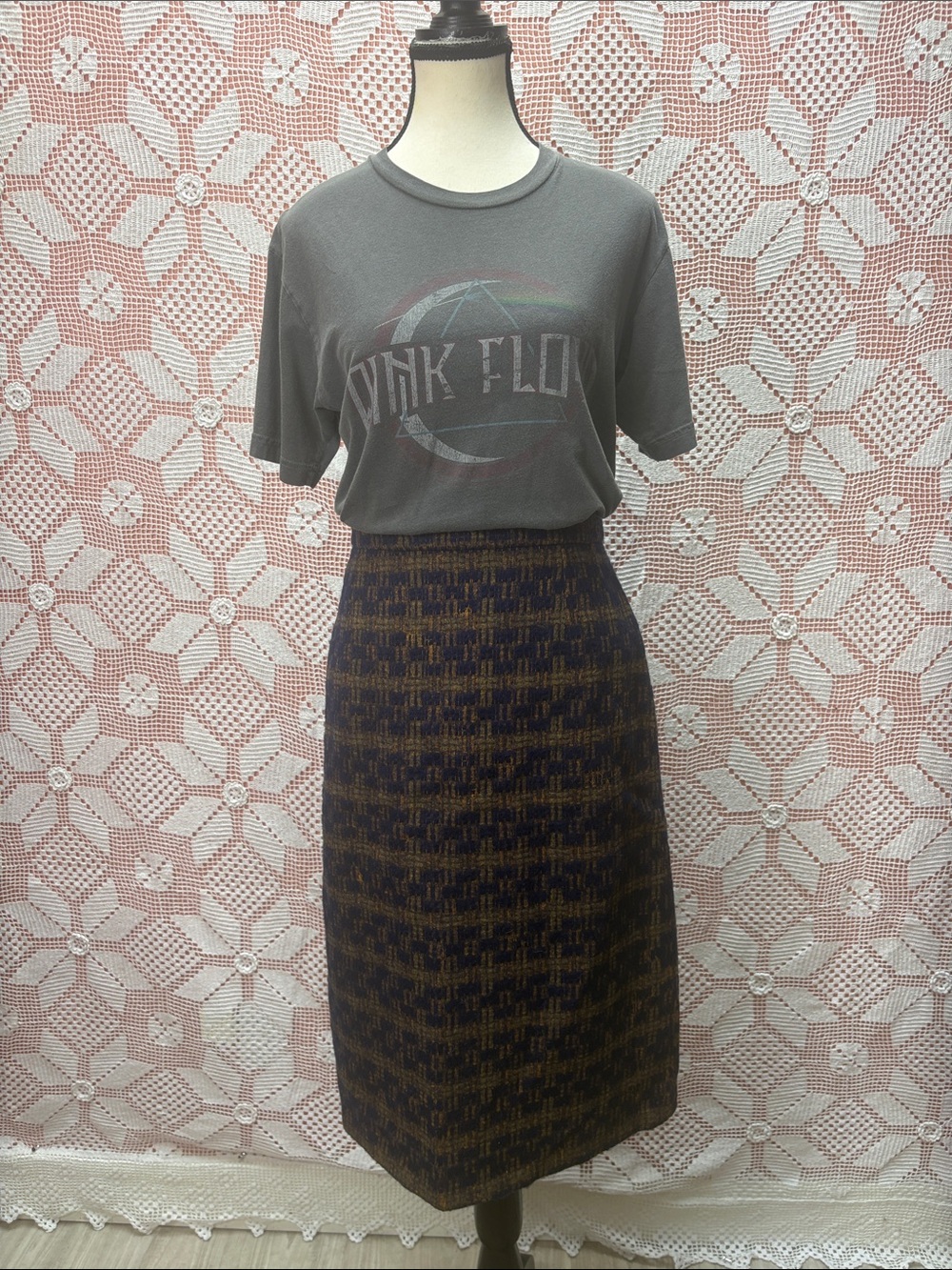 Joslar Handwoven Irish Tweed Plaid Midi Skirt Sz M